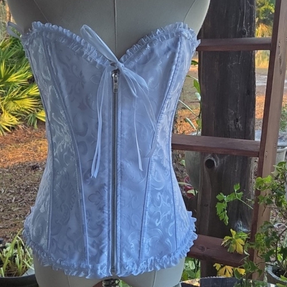 Spirit white brocade lace back corset size extra large